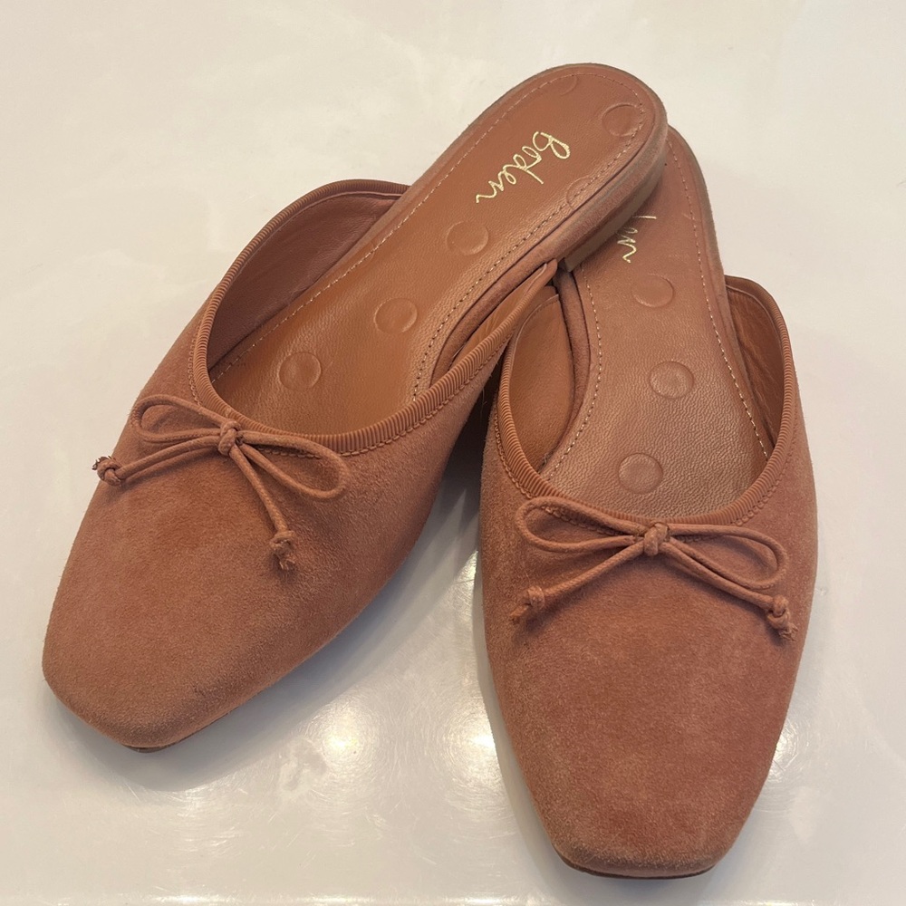 Boden Tan Suede Flat Mules